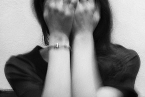 Woman hiding