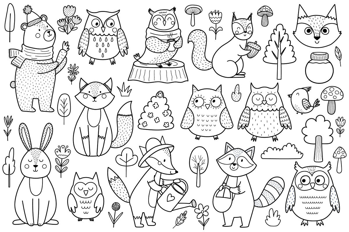 Cute Forest Animals Big Collection, an Animal Illustration by Gulnara Sabirova (Photo 15 of 16)