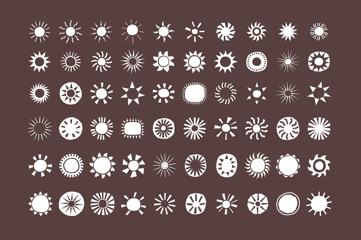 60 Hand drawn vector Suns, an Object Illustration by aivos (Photo 4 of 6)