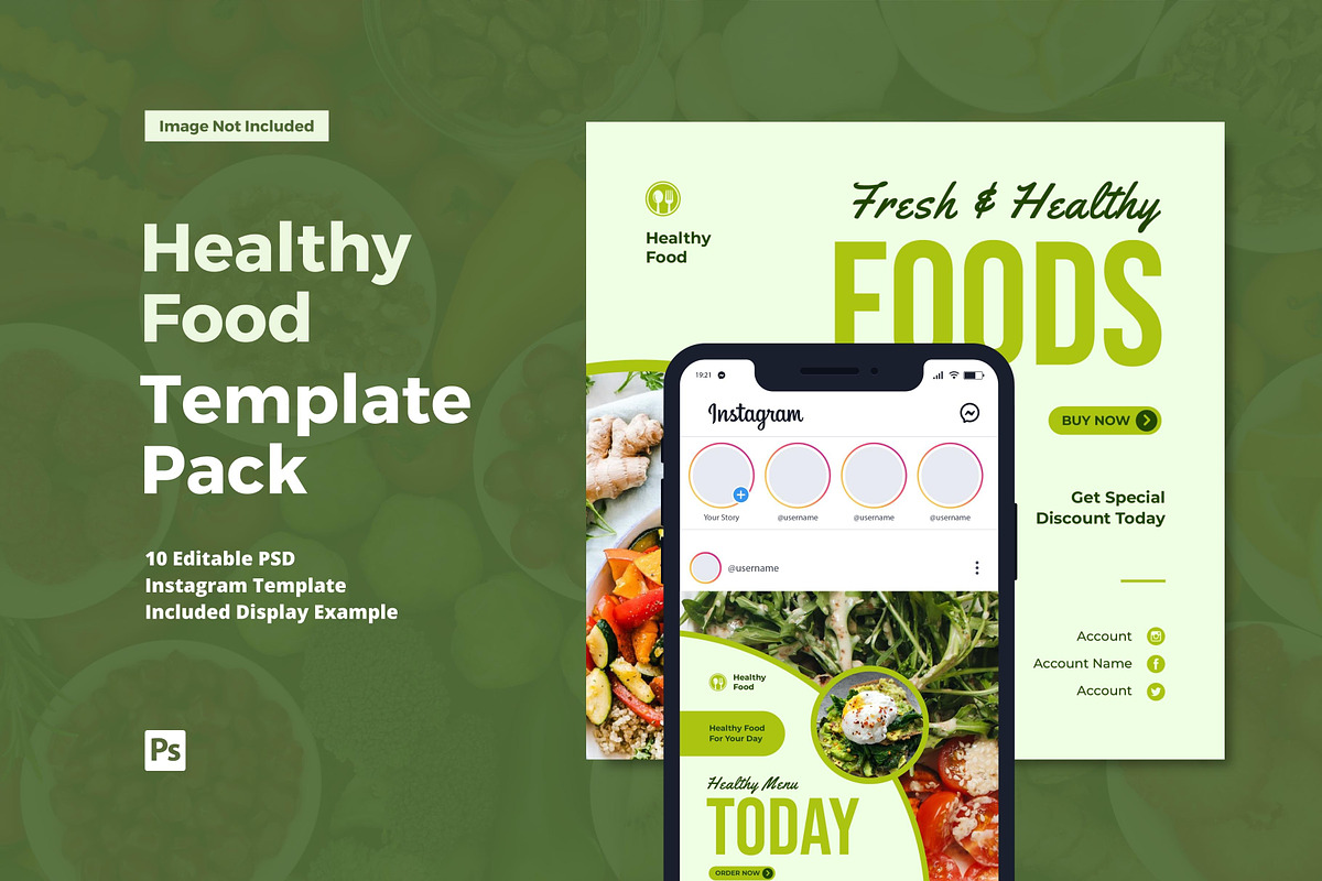 Healthy Food Instagram Post, a Social Media Template by CavenArt (Photo 1 of 5)