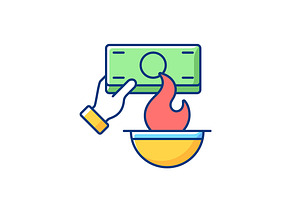 Burning Money RGB Color Icon