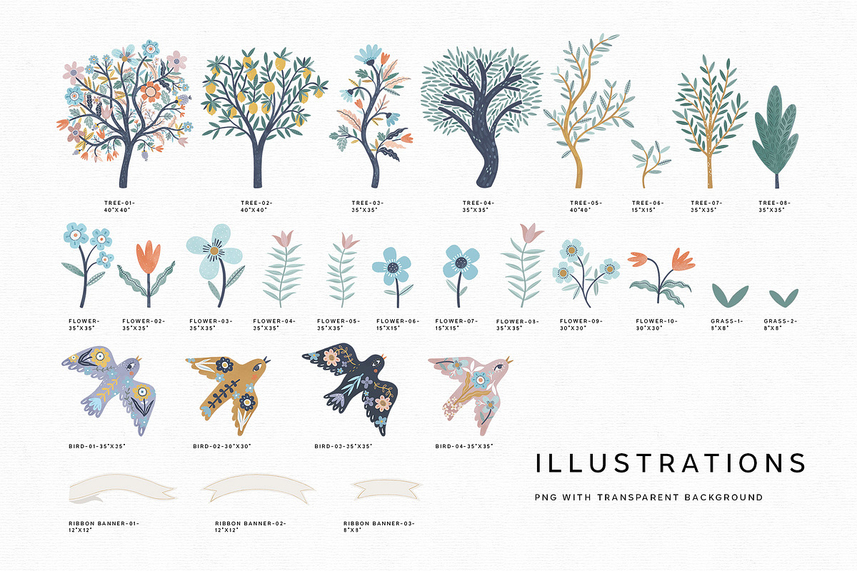 Summer mood. Family tree & Patterns, a Decorative Illustration by annartdreams (Photo 11 of 13)