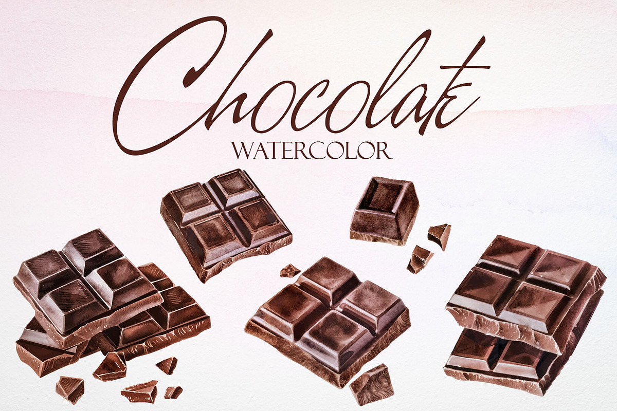 Watercolor Chocolate Vector Set, a Pattern Graphic by Deckar_art (Photo 1 of 4)