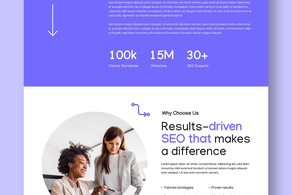 SEO Agency Landing Page Layout, an UI Kit Template by CreativeShaper (Photo 3 of 5)