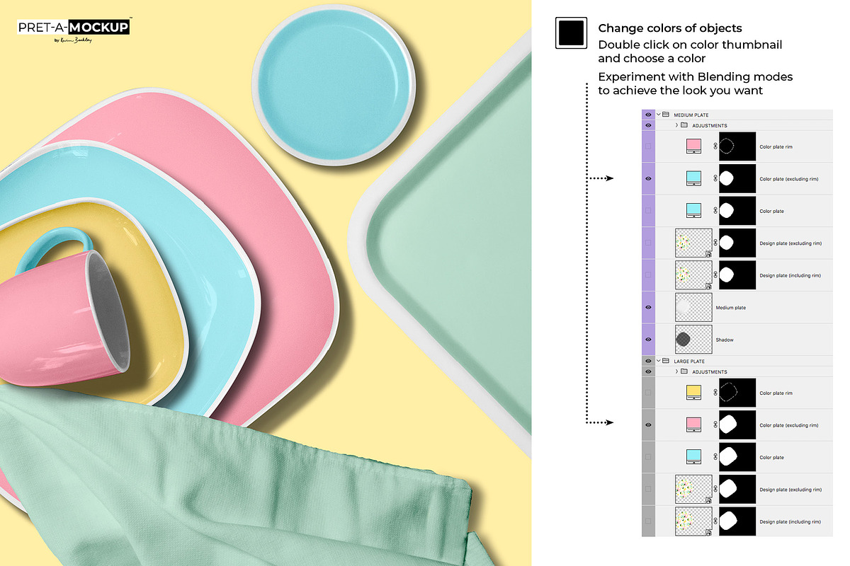 Ceramic Plates & Tray Mockup, a Household Mockup by Pret-a-Mockup (Photo 6 of 9)