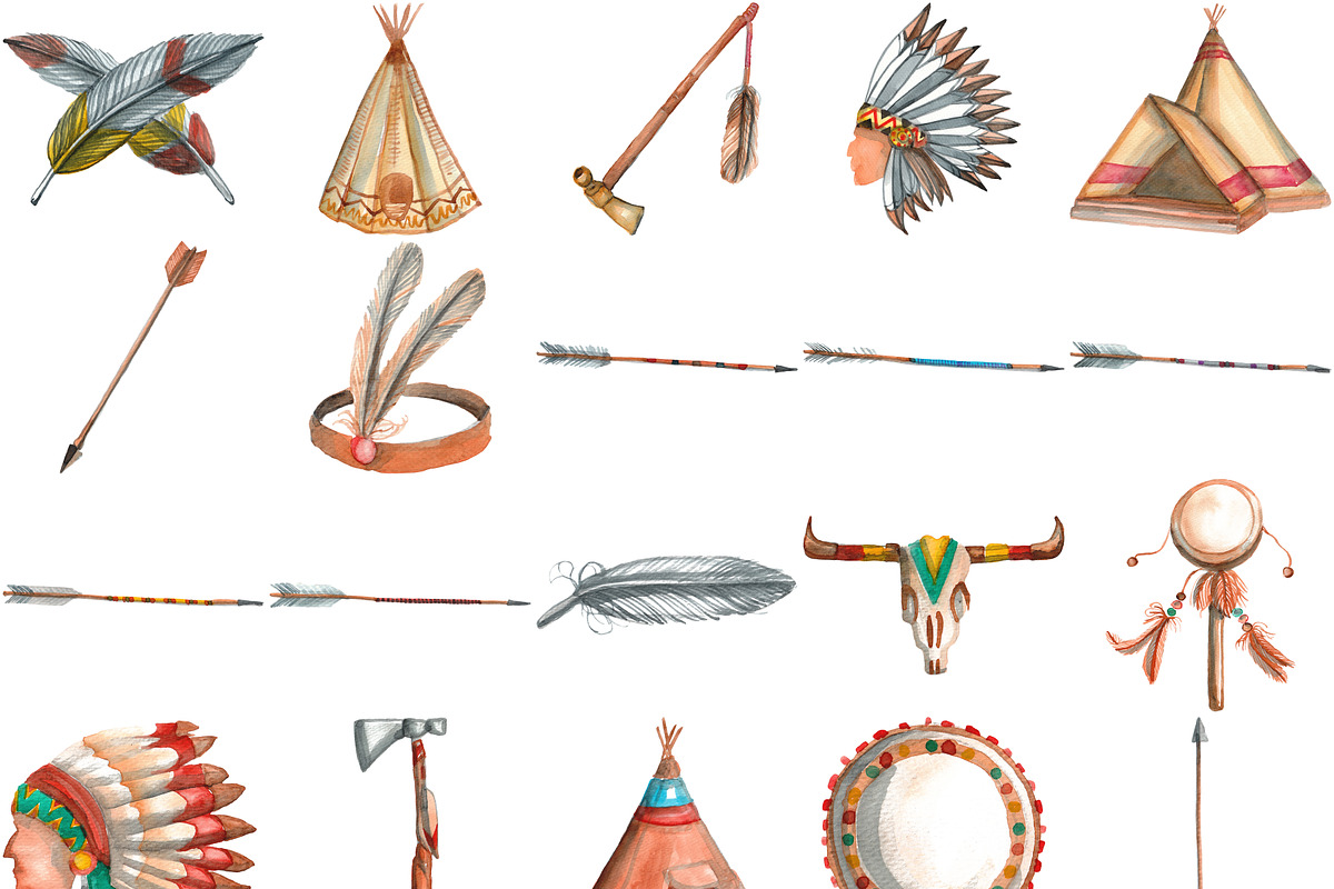 101 TRIBAL NATIVE AMERICAN CLIPART, an Illustration by LilyBoo Clipart (Photo 2 of 6)
