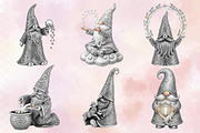 Whimsical Silver Spring Gnome Clipar, an Illustration by SVGArt (Thumbnail 3 of 9)