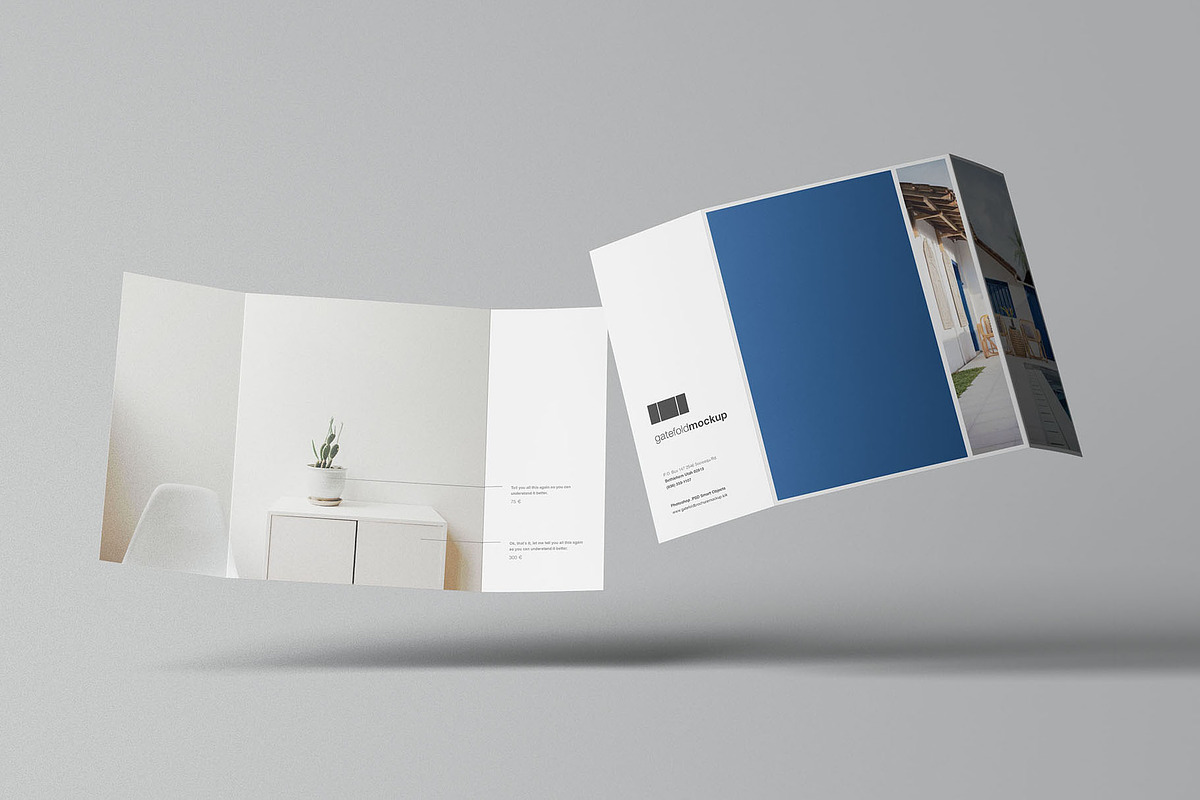 Single Gatefold Brochure Mockup, a Books & Magazine Mockup by Graphic Pear