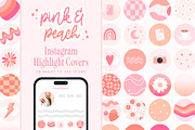 Pink Peach Retro Instagram Icons, a Social Media Template by Summit Avenue (Thumbnail 1 of 3)