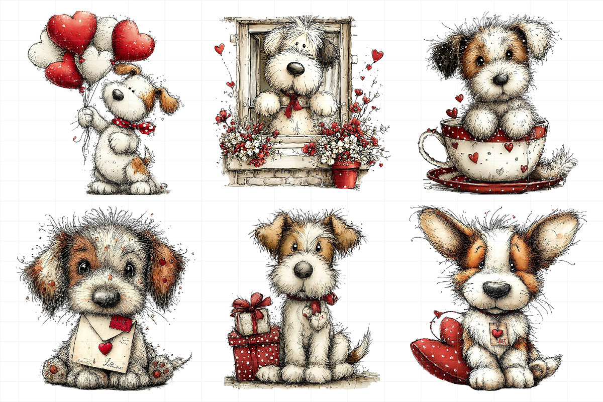 Whimsical Valentine Dog Clipart, an Illustration by Daily.Designs (Photo 5 of 7)