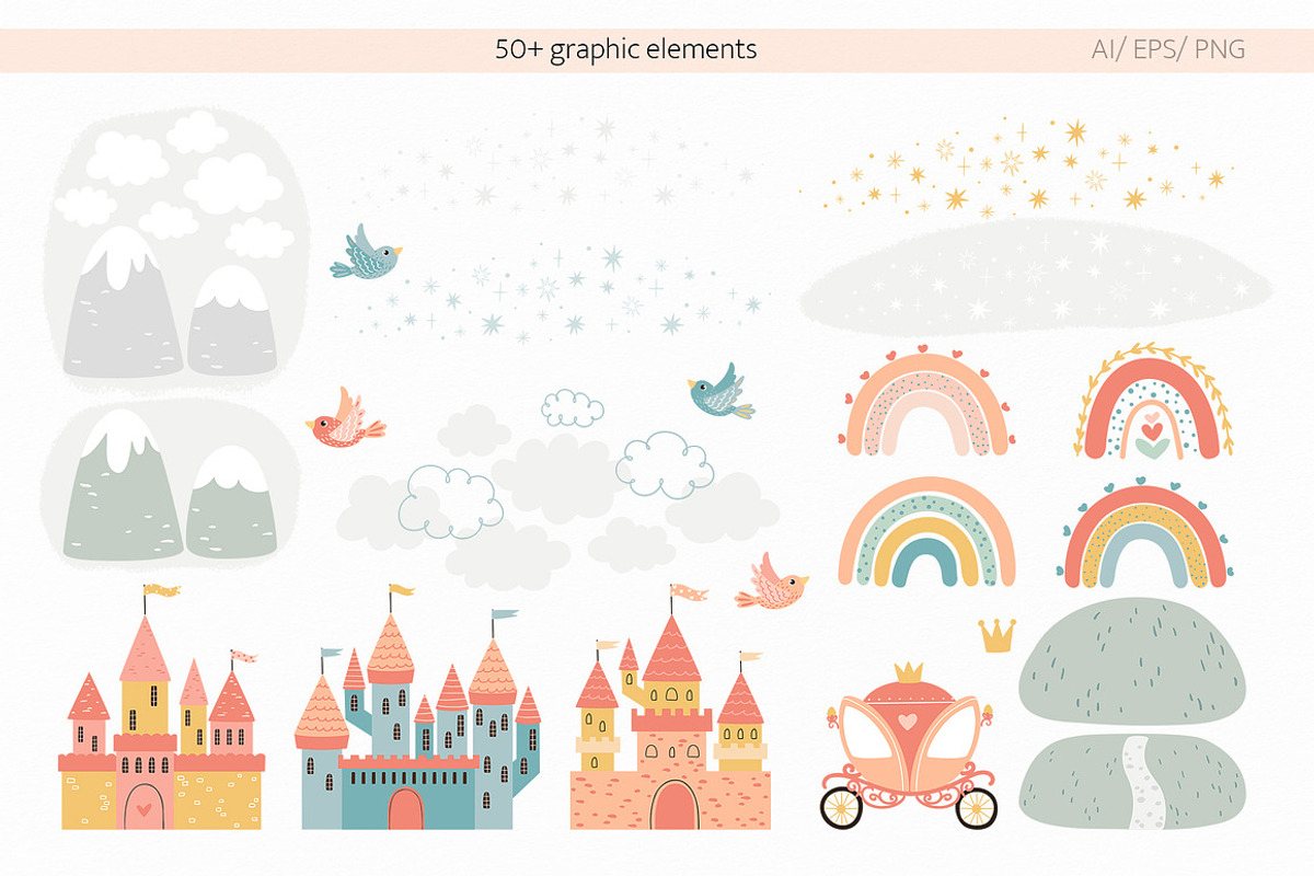 Princess & Fairy Tale Vector Clipart, a Decorative Illustration by Jenny Quince (Photo 14 of 15)