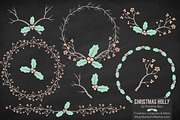Mint & Peach Holly Clipart & Vectors, an Illustration by Amanda Ilkov (Thumbnail 2 of 5)