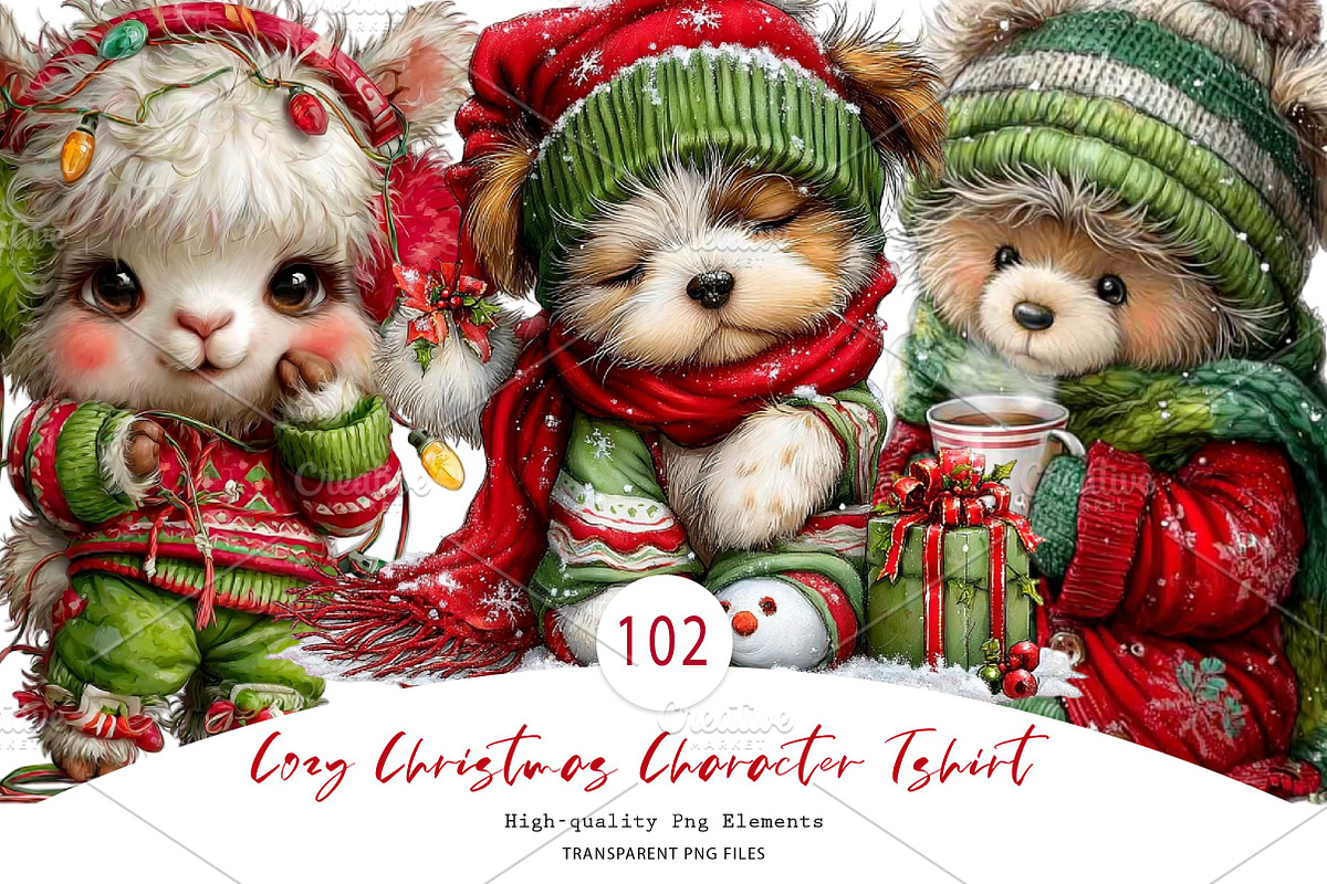 Cozy Christmas Character Tshirt, a Seasonal Illustration by CreationArt (Photo 1 of 7)