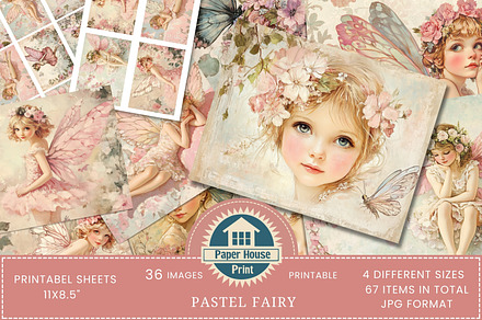 Whimsical Pink Pastel Fairies Papers, an Illustration by NiiiNArt