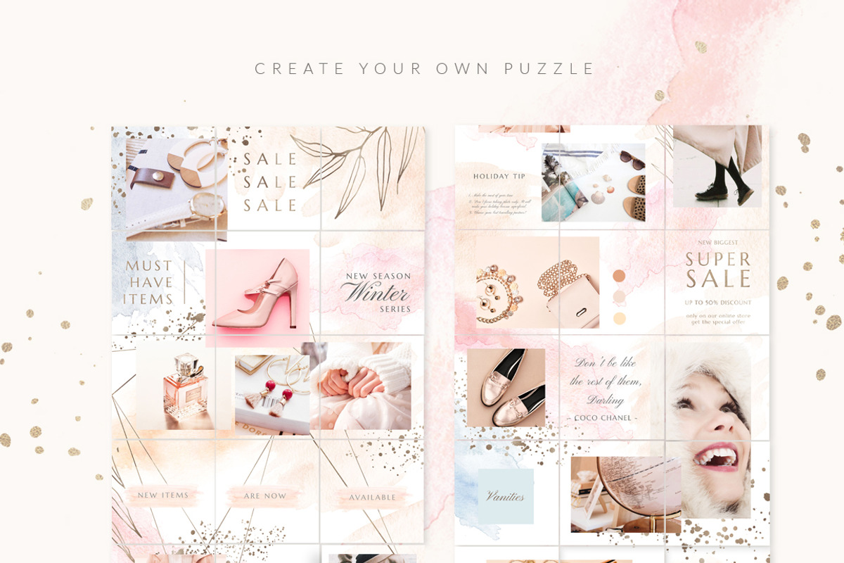 Puzzle Instagram - Canva & PS, a Social Media Template by Eviory