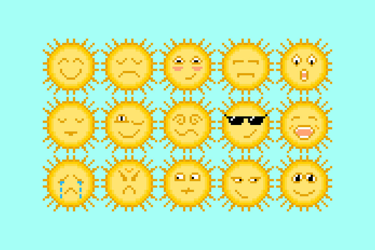 Pixel Art Sunny Emoji, an Emoji Icon by barsrsind
