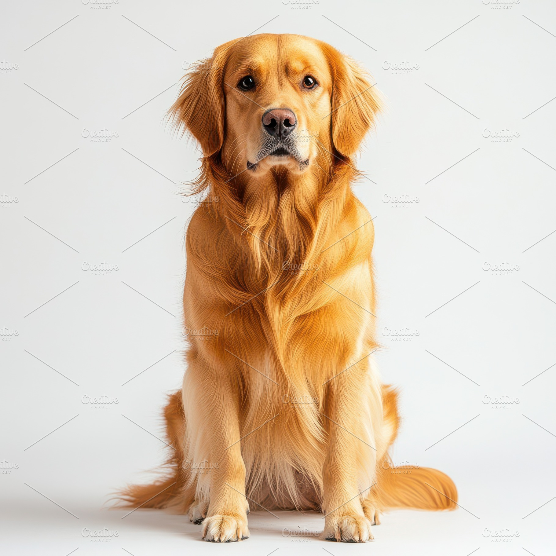 Golden Retriever dog, front view ful, an Animal Photo by Pixeness Studio