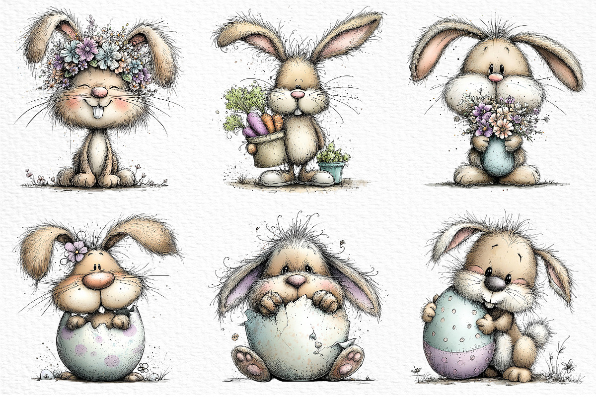 Whimsical Easter Bunny Clipart, an Illustration by Craft Nest (Photo 4 of 11)