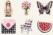 Black And Pink Gingham Summer Clipar, an Illustration by OK Design (Thumbnail 3 of 5)