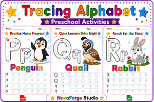 Preschool Alphabet P-Q-R Worksheets