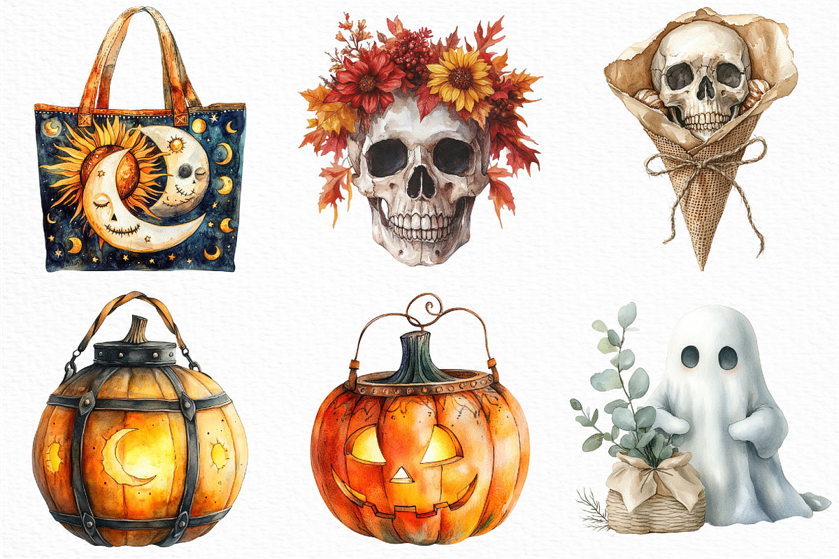 Boho Halloween Trick or Treat PNG, an Illustration by Craft Nest (Photo 2 of 6)