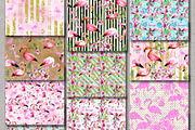 Flamingo Digital Pattern Paper Set, an Illustration by Download Graphic Art (Thumbnail 2 of 9)