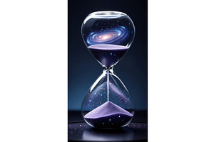 Surreal hourglass with galaxy and, an Illustration by tilialucida