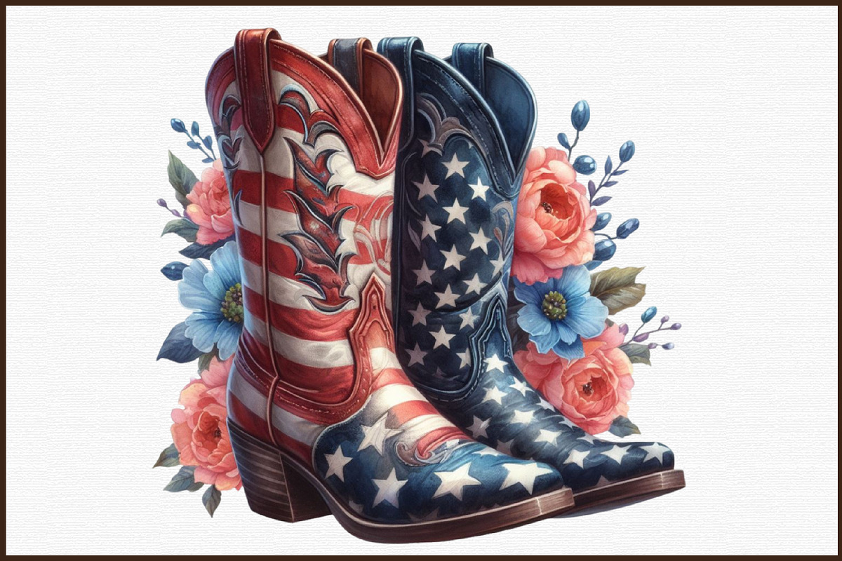 Watercolor 4th of July Cowboy Boot C, an Illustration by Sublimation Artist (Photo 3 of 6)