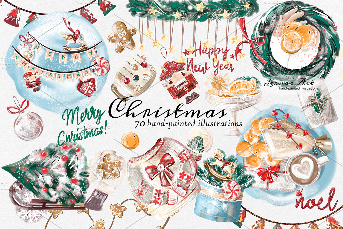 Christmas Clip Art, a Seasonal Illustration by Leonaa art (Photo 2 of 10)