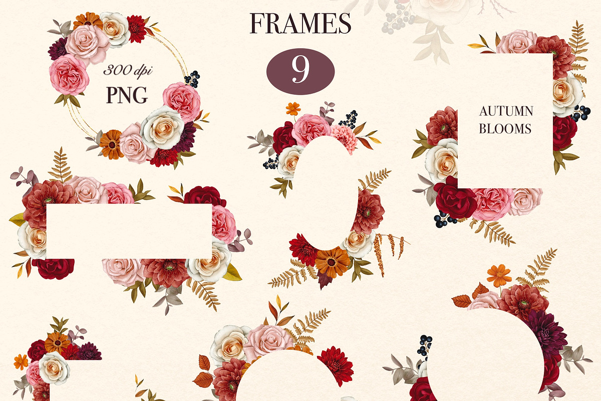 Autumn Blooms Watercolor Flowers, a Seasonal Illustration by DiashaArt (Photo 9 of 11)
