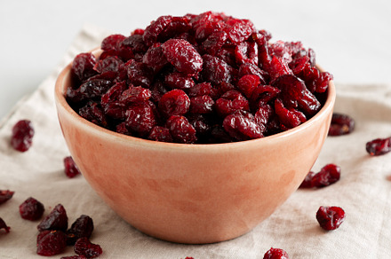 Organic Dried Cranberries in a Bowl, side view., a Food & Drink Photo by LiudmylaChuhunova