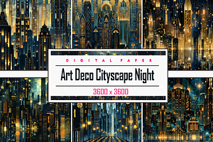 Art Deco Cityscape Night