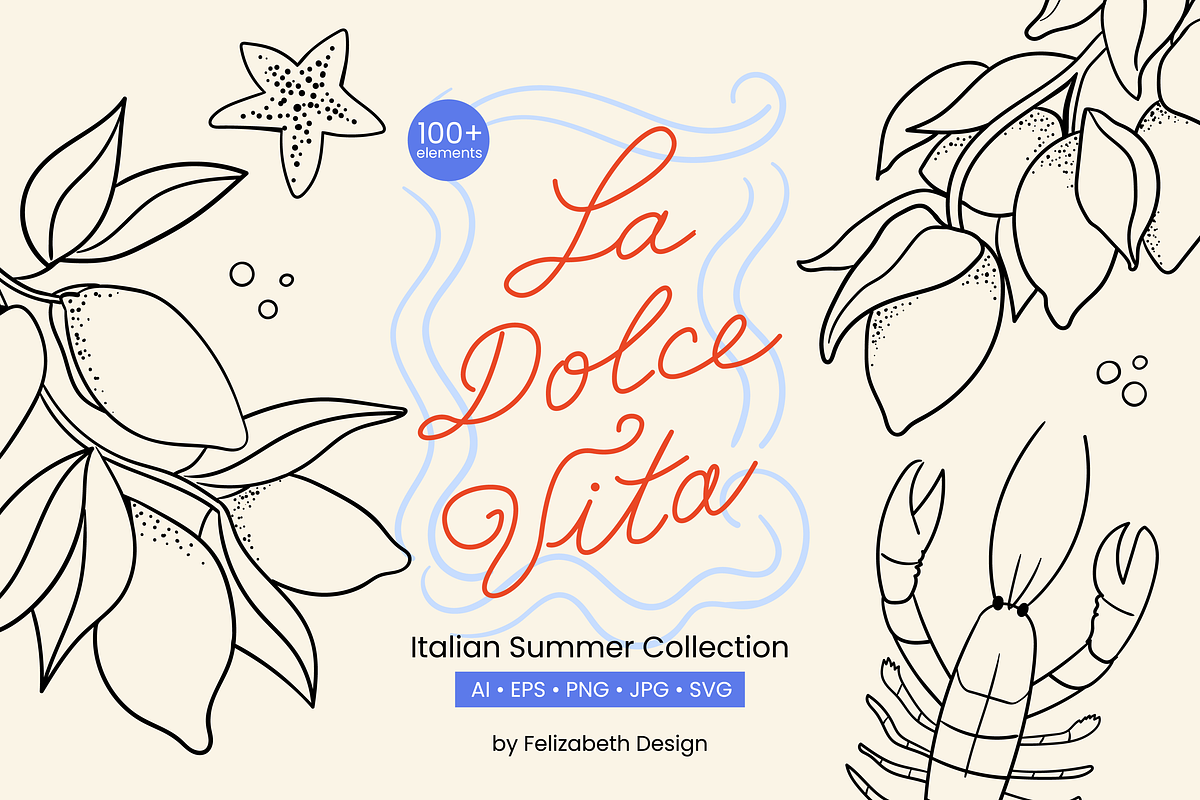 La Dolce Vita Hand Drawn Collection, an Object Illustration by Felizabeth Design (Photo 1 of 15)