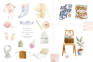 Knitting Watercolor Illustrations