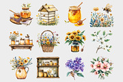 Watercolor Honey Bee Clipart, a Seasonal Illustration by Design Market (Thumbnail 2 of 5)