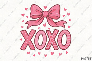 Xoxo Coquette Bow Valentine PNG, an Illustration by CraftArtStudio