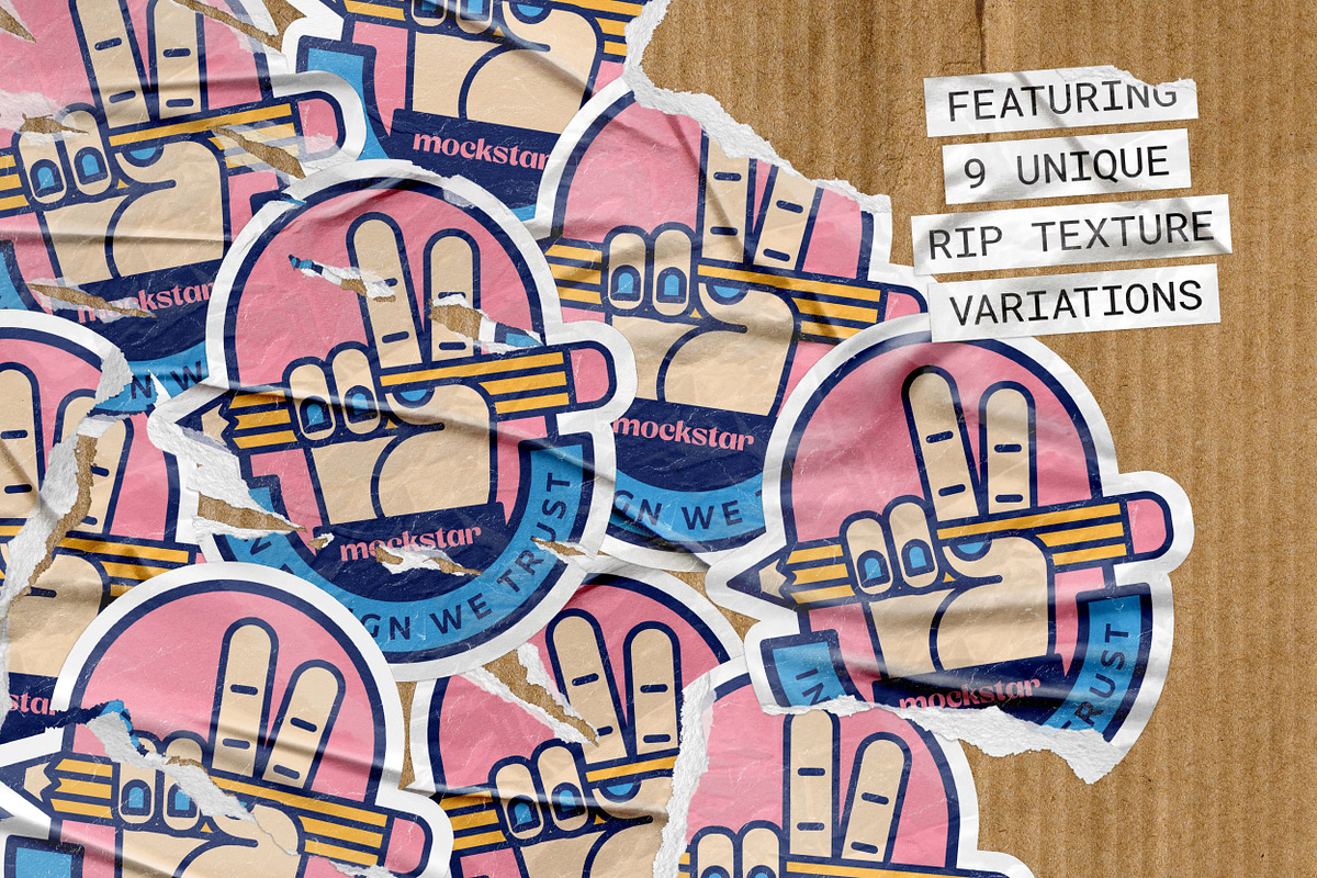 Ripped Sticker Mockup, a Product Mockup by mockstar (Photo 4 of 7)