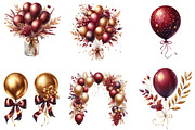 Burgundy and Gold Balloons Clipart, an Illustration by DreamArtGraphic (Thumbnail 2 of 4)