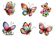 Whimsical buterfly clipart, an Illustration by CreationArt (Thumbnail 2 of 5)