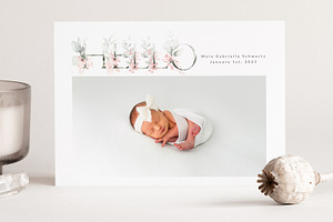 Floral Girls Birth Announcement