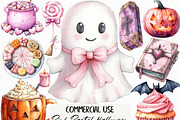 Pink Pastel Halloween Clipart, an Illustration by Craft Nest (Thumbnail 1 of 6)
