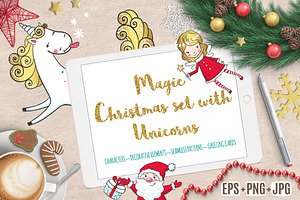 Magic Christmas Set With Unicorns