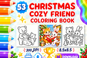 Christmas Cozy Friend Coloring