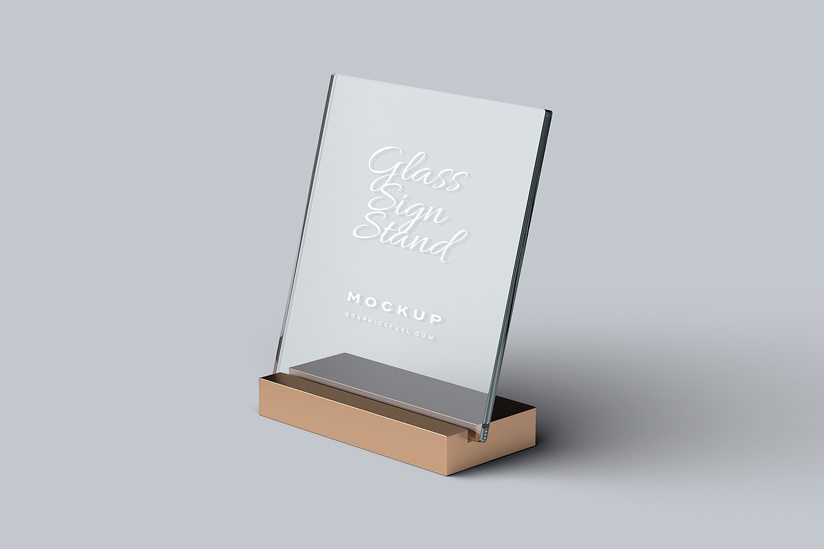 Glass Sign Stand Mockup, a Product Mockup by Graphicsfuel (Photo 2 of 10)
