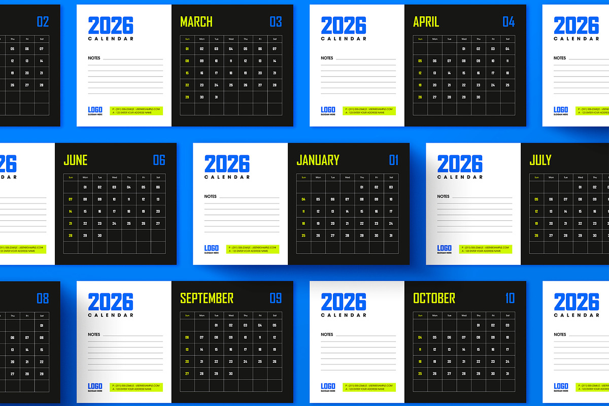 Modern Calendar Template for 2026, an UI Kit Template by ContestDesign (Photo 1 of 4)