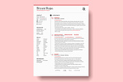 Red Resume Template and Cover Letter, a Resume Template by Bryant (Thumbnail 4 of 8)