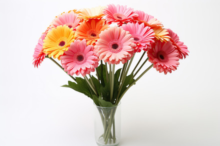 Bouquet of gerbera flower in vase on white background, a Nature Photo by AlyaAnd