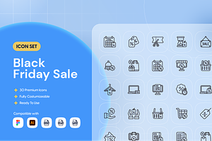 Black Friday Sale Icon Set, an Icon by Nathaya Studio