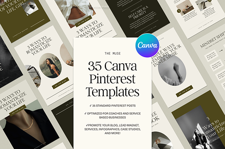 Luxury Canva Pinterest Templates, a Social Media Template by Glo Design Studio