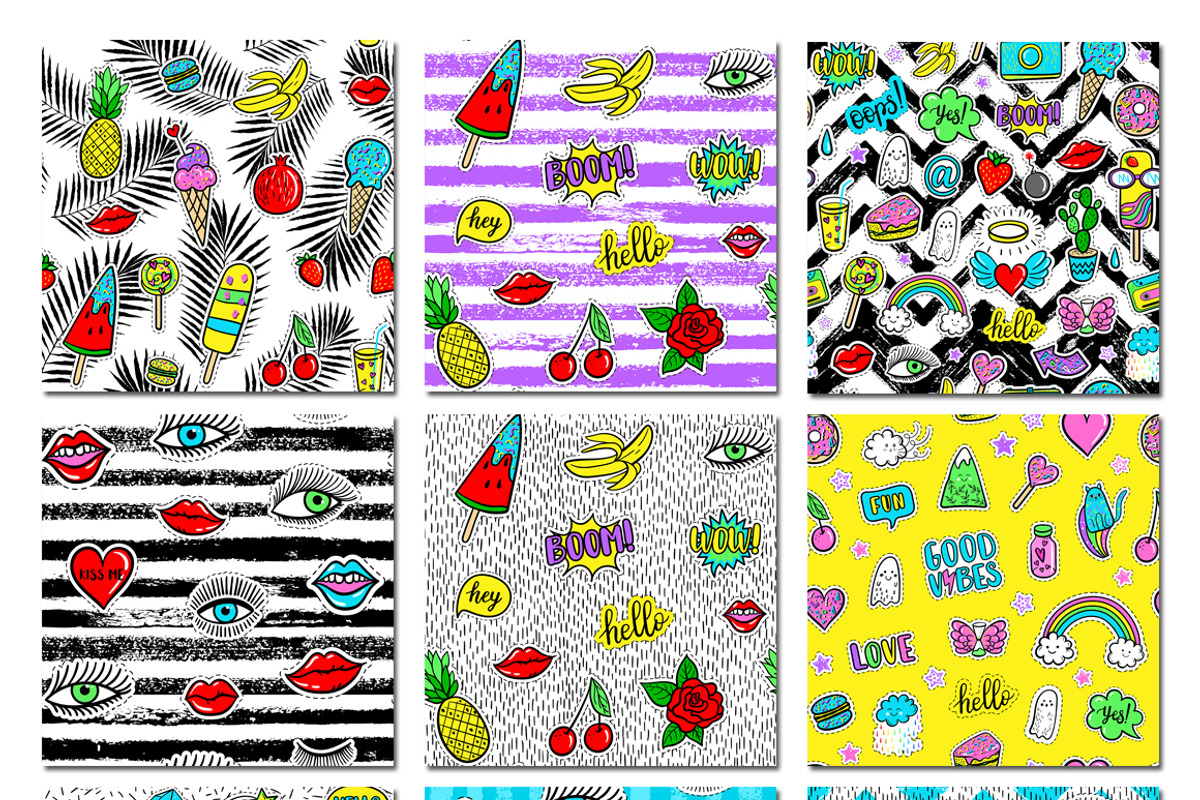 100+ Funny patches + 36 patterns, a Pattern Graphic by Midstream (Photo 9 of 10)